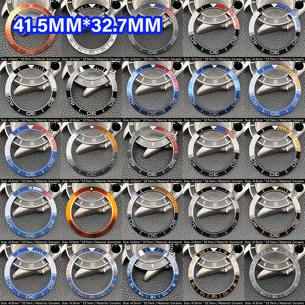 41.5 * 32.7mm Ceramic/Aluminum Green Luminous Fit for 40mm Case 41.5mm Bezel Embedded in Ring Sloping Men's Watch Accessories
