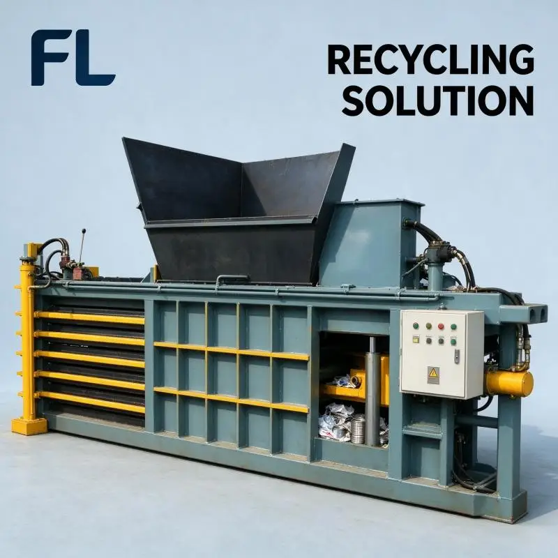 Hydraulic Baler Horizontal Auto Tie Baling Equipment Stable Hydraulic System for Straw Textile Waste Bundling Processing