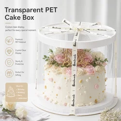 5pcs Round Transparent Cake Box 4/6/8/10inch Birthday Wedding Party Decoration Plastic Cake Packing Boxes