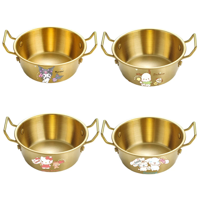 Periferiche Kawaii Sanrio Cinnamoroll Hello Kitty Pochacco Ciotola per noodle istantanei coreana in acciaio inossidabile 304 Ciotola a doppio orecchio