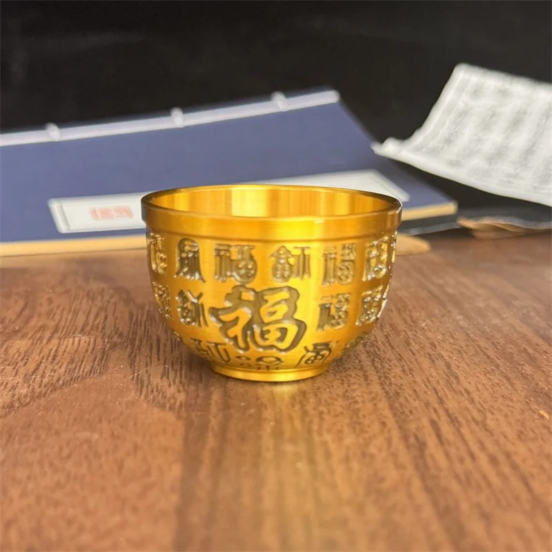 Decor Brass Ornaments Treasure Basin Wealth Chinese Bowl Desktop Decoration Golden Tabletop Office