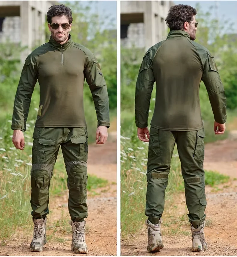 COOLSBER Military G3 Camouflage Frog Suit for Summer Mens Y2K Tactical Outdoor Uniform Quick Dry Long Sleeve Hunting Combat Gear