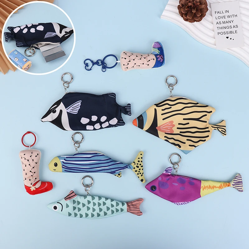 

Lovely Fish Keychain Coin Purse Tropical Fish Keychain Bag Earphone Storage Bag Funny Leg Hair Pendant Bag Pendant Couple Gift