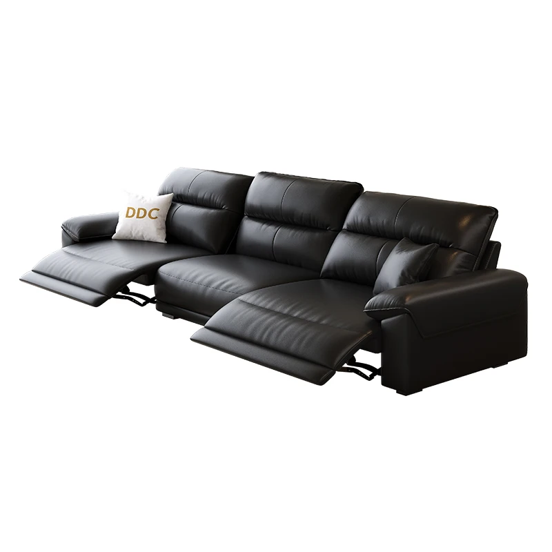 

Extendable Electric European Couch Living Room Black Modern Leather Puffs Sofa Sleeper Luxury Italian Divano Soggiorno Furniture