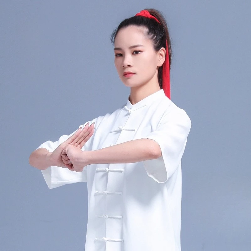 Quick Dry Tai Chi T Shirt Summer Short Sleeve Kung Fu Uniform for Men Women Kids Martial Arts Training Wear