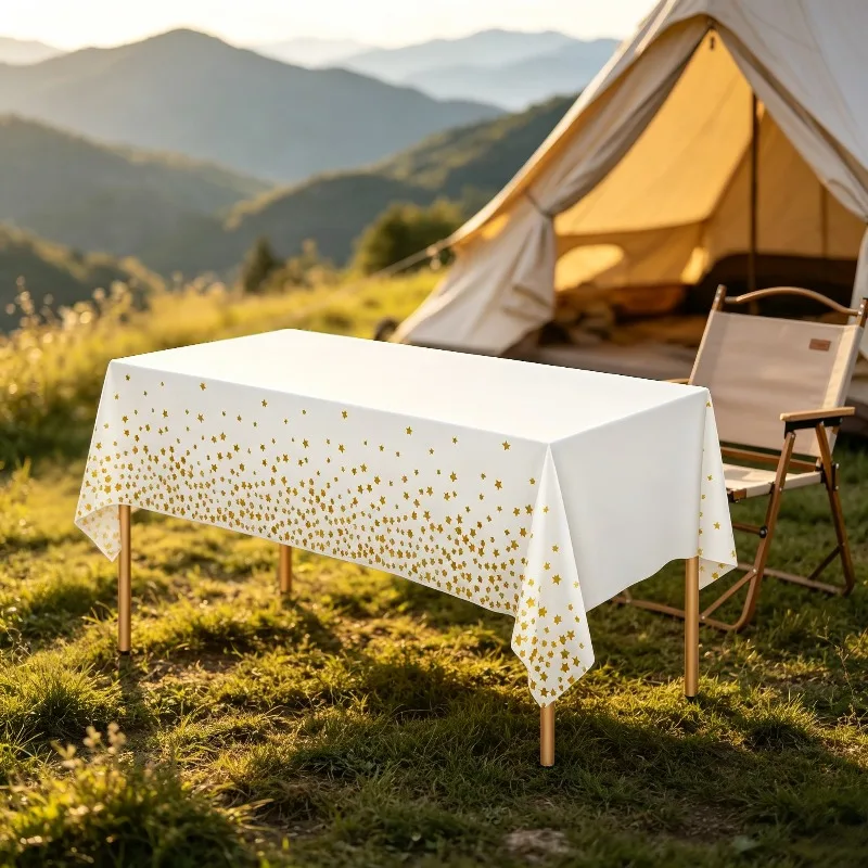 PEVA Star Tablecloth 3Pcs Disposable Waterproof Oilproof For Christmas Holiday Party Decoration