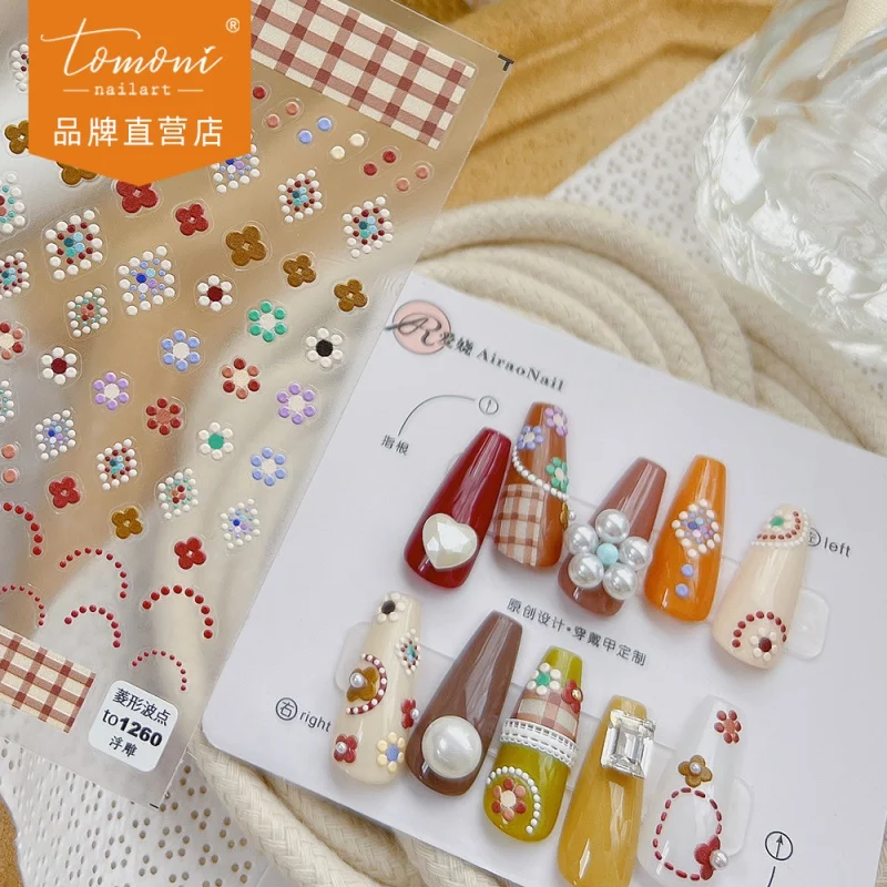 [Meow.Sensei] Relief nail Stickers Love Enchanting Cooperation Cute Sticker Autumn Polka Dot Ornament