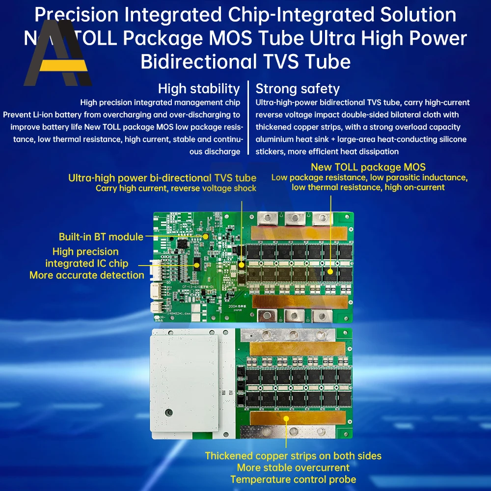 

Bluetooth Smart BMS 4S 8S 100A 200A Защитная плата литиевой батареи Балансировочная плата Встроенный Bluetooth Bms поддерживает 485/UART