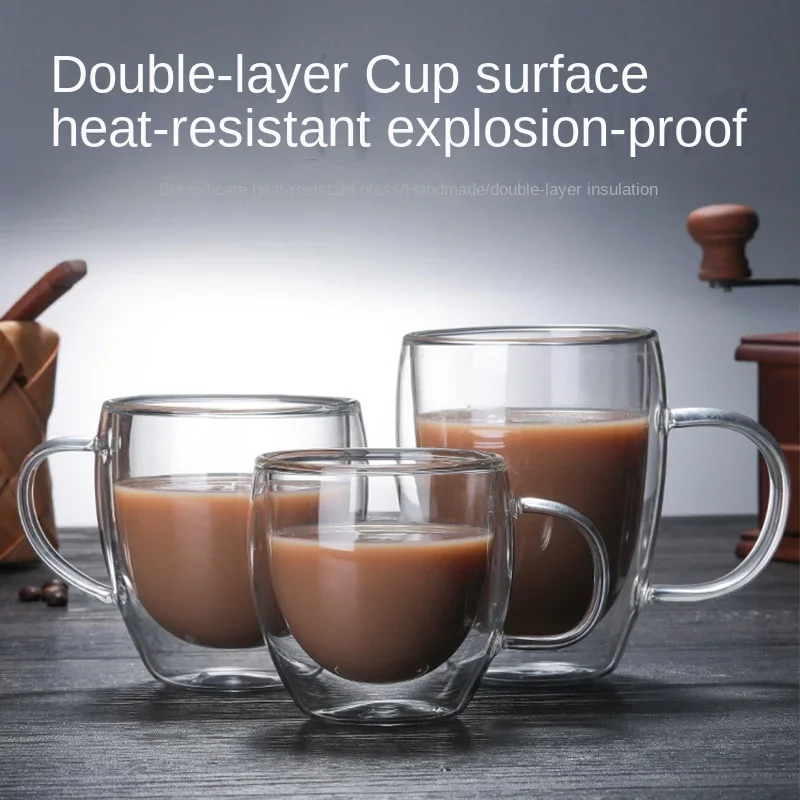 Heat Resistant Double Wall Glass Cup High Borosilicate Glass Mug Beer Juice Coffee Water Cups Transparent Cup Drinkware Gift