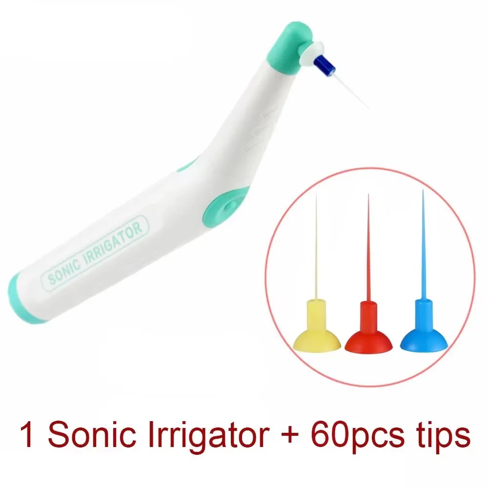 Endodontic Sonic Irrigator with 60 Tips Dental Vibration Cleaning Instrument for Root Canal Therapy