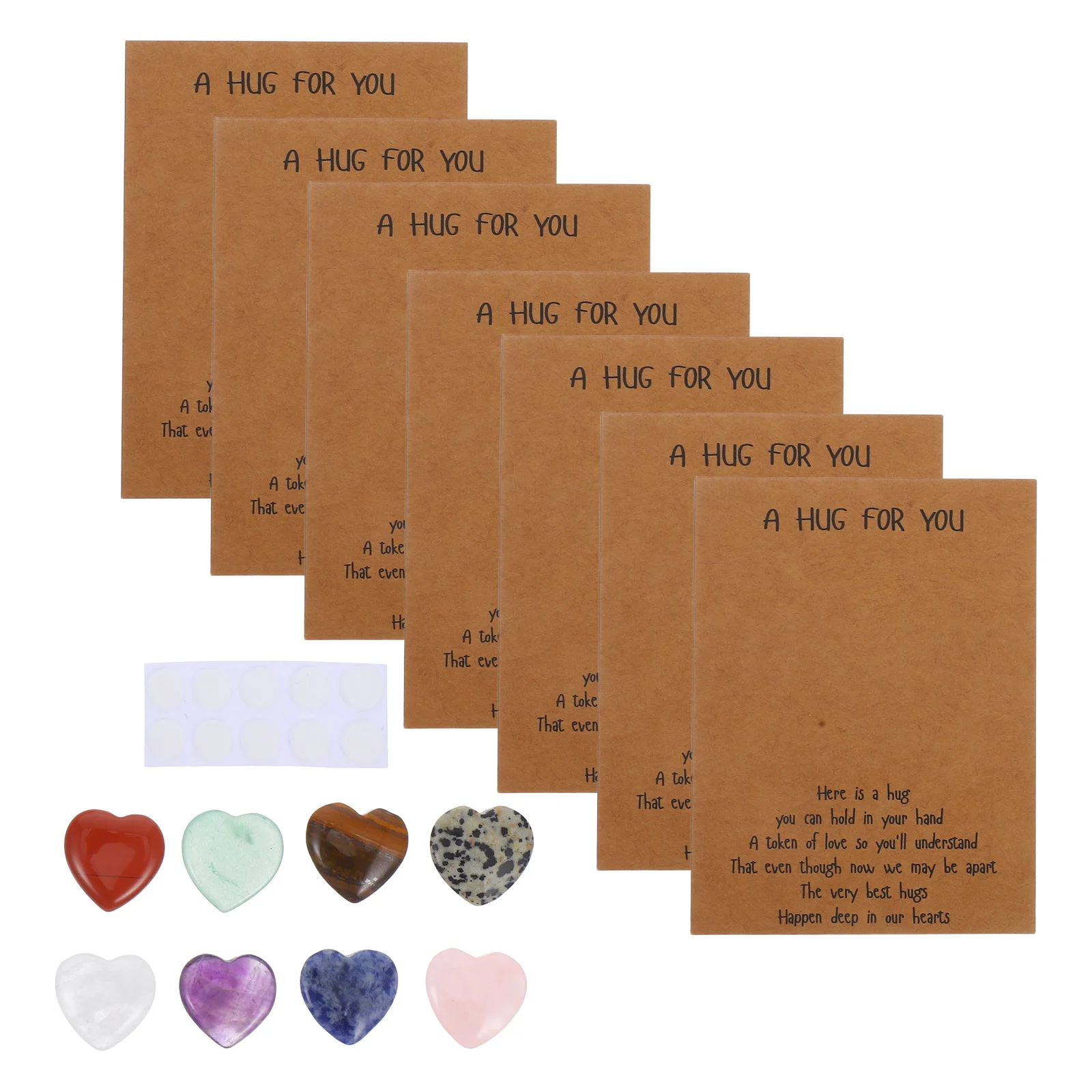 

1Set Heart Crystal Stone Card Set Polished Colorful Stones Kraft Paper Greeting Cards for Women Expressions