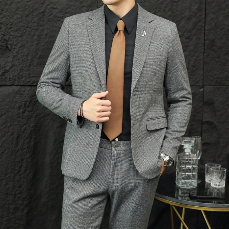 

2023 Men's Wedding Suit (suit + Trousers) Stylish and Handsome Korean Version Slim Groom Wedding Dress Suit Two-piece Suit
