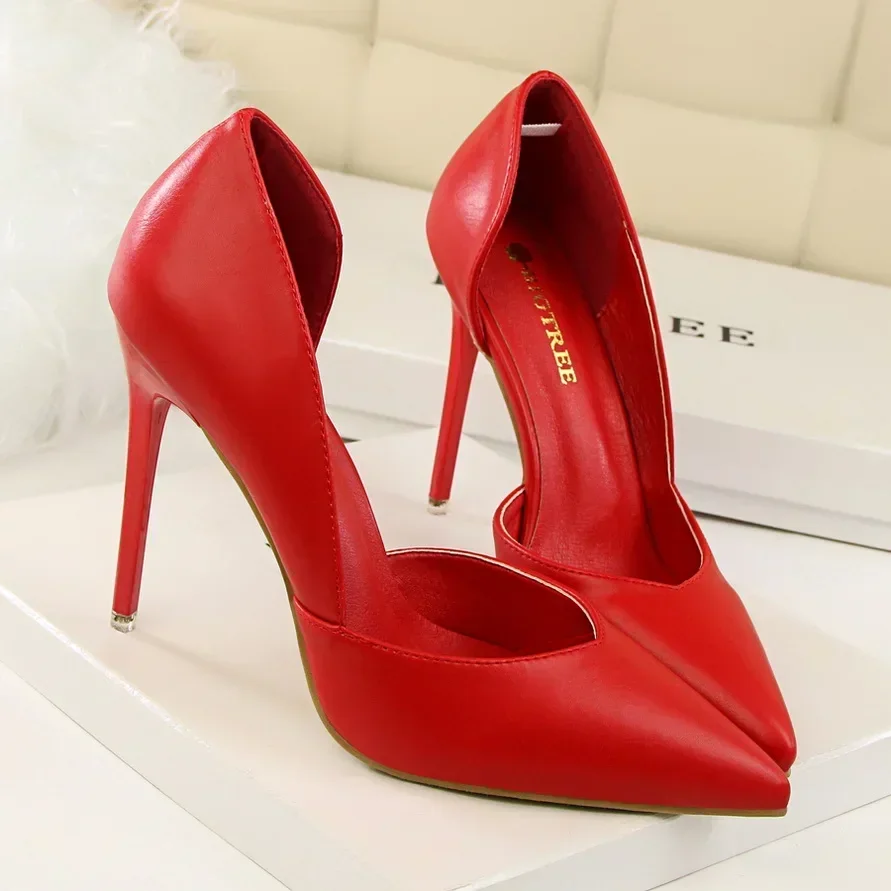 Summer Women Office Work 10.5cm High Heels Nightclub Leather Pumps Lady Fashion Concise Yellow Red Shoes Party Stiletto Heels