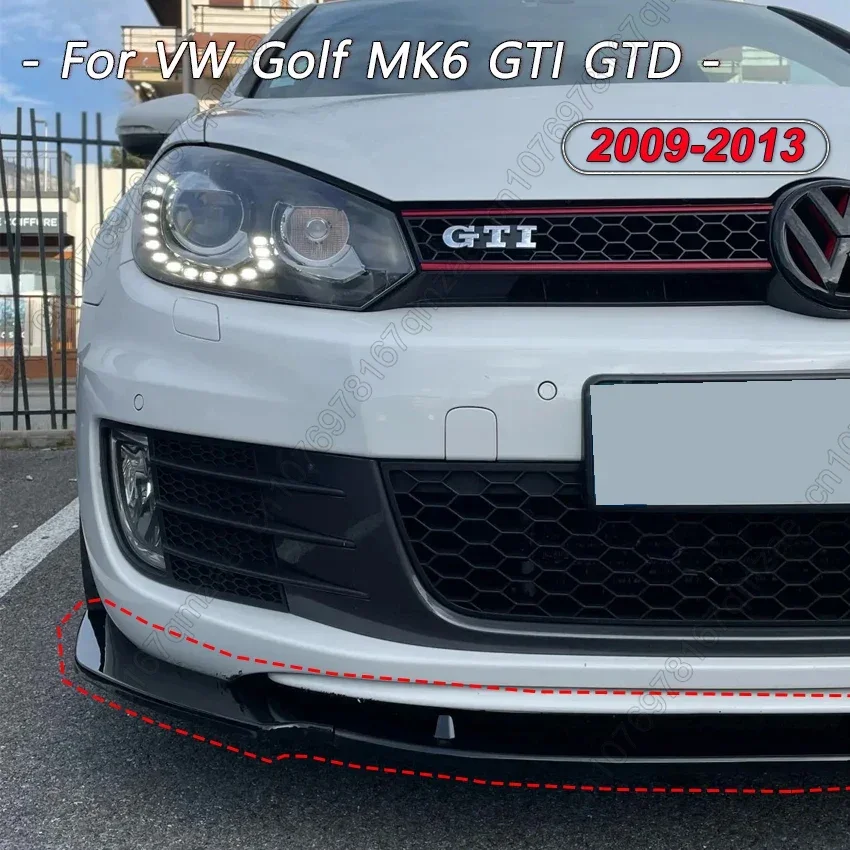 3pcs For Volkswagen Golf 6 MK6 GTI GTD 2009-2013 Car Front Bumper Lip Spoiler Splitter Diffuser Cover Deflector Body Kit Tuning