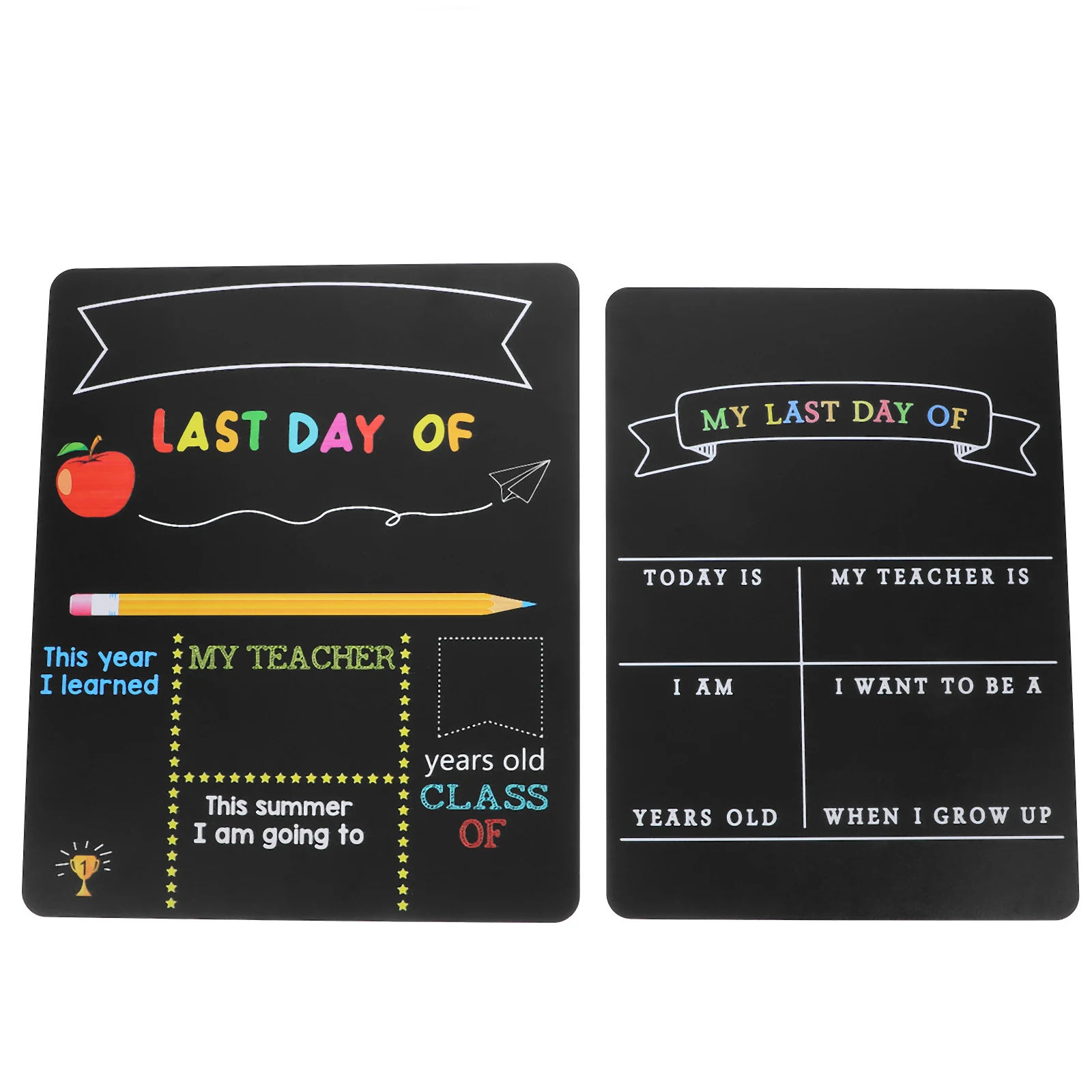 

2pcs Double Sided Chalkboard Sign Back To School Board Day Preschool Kindergarten College Waterproof Wood Reusable