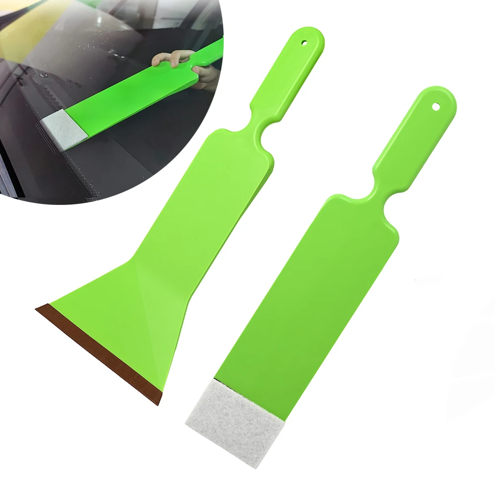 

EHDIS Car Windshield Cleaning Bulldozer Scrubber Window Tint Long Handle Squeegee with Felt Cloth Auto Vinyl Wrap Film Scraper