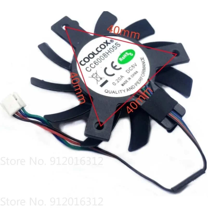 Original Cooler Fan for COOLBOX CC6008H05S Motherboard Graphics Card Cooling Fan 5V 0.2A Hole Distance 40MM Diameter 55mm