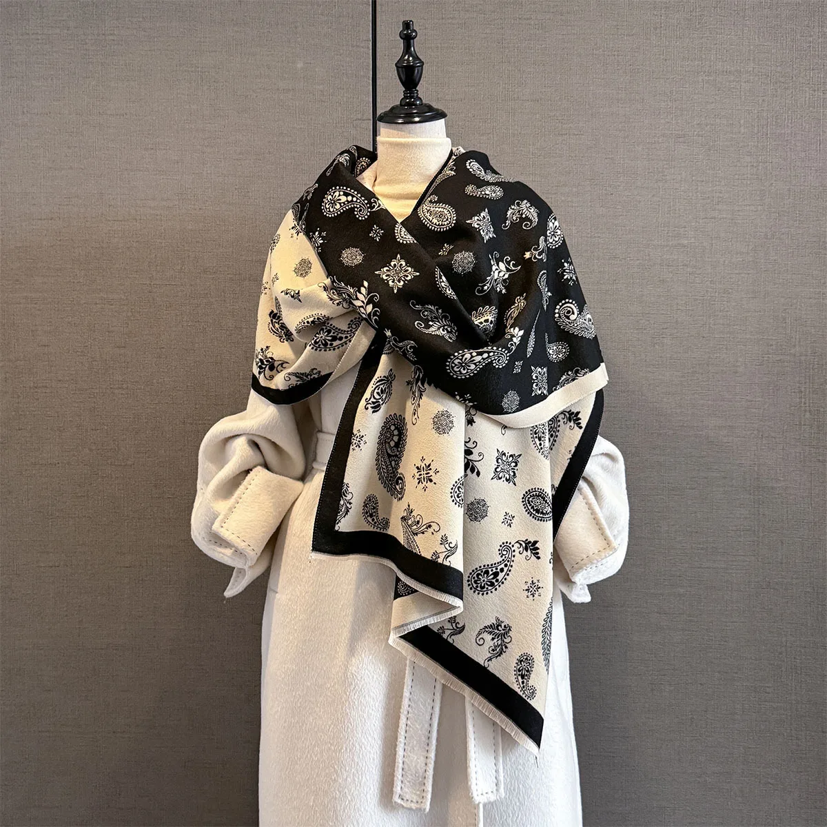 

Роскошный зимний шарф с принтом кешью, женский мягкий теплый шаль из пашмины, осеннее уличное холодостойкое ветрозащитное одеяло, шарфы