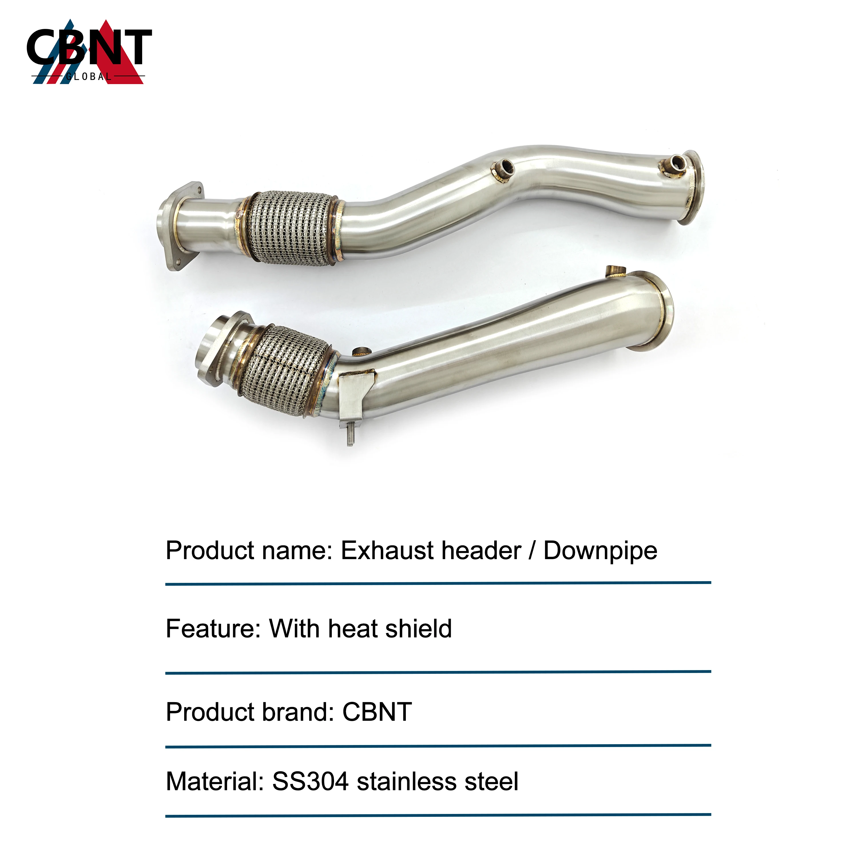 CBNT Single Mid Pipe & Downpipe for BMW X3M F97 X4M F98 S58 3.0T Performance Exhaust Header SS304 Exhaust System