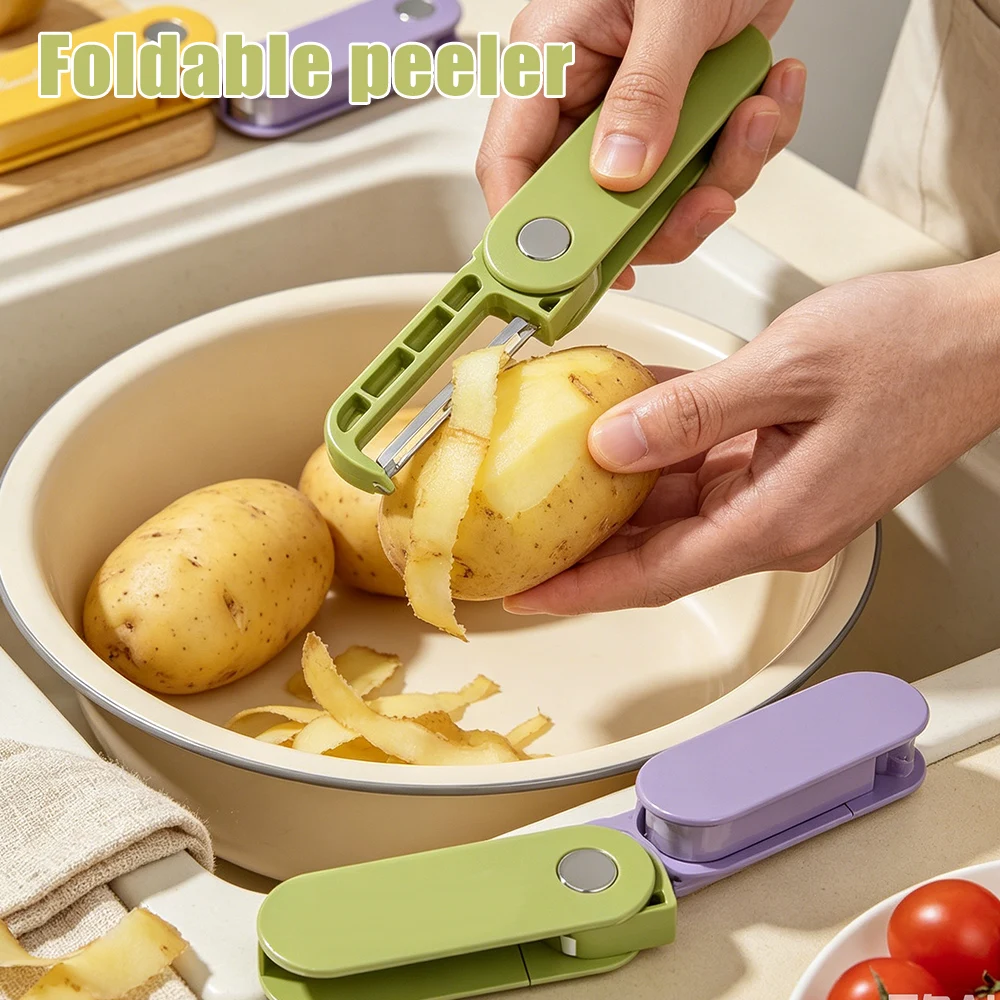 Multifunctional Fruit Peeler Knife Scraper Foldable Portable Apple Peeler Vegetable Peeler Kitchen Stainless Steel