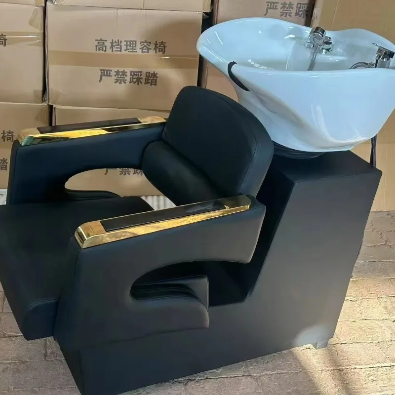 Modern Design Shampoo Bed and Chair Bowl Wholesale Prices Black Basin Color for Beauty Centers and Barbershops