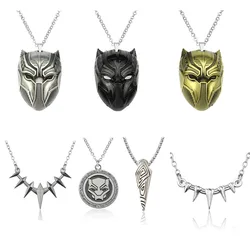 Avengers Black Panther Mask Keychain Necklace Pendant Metal Keyring Bag Pendant Jewelry for Fans Men Women Friends Gifts