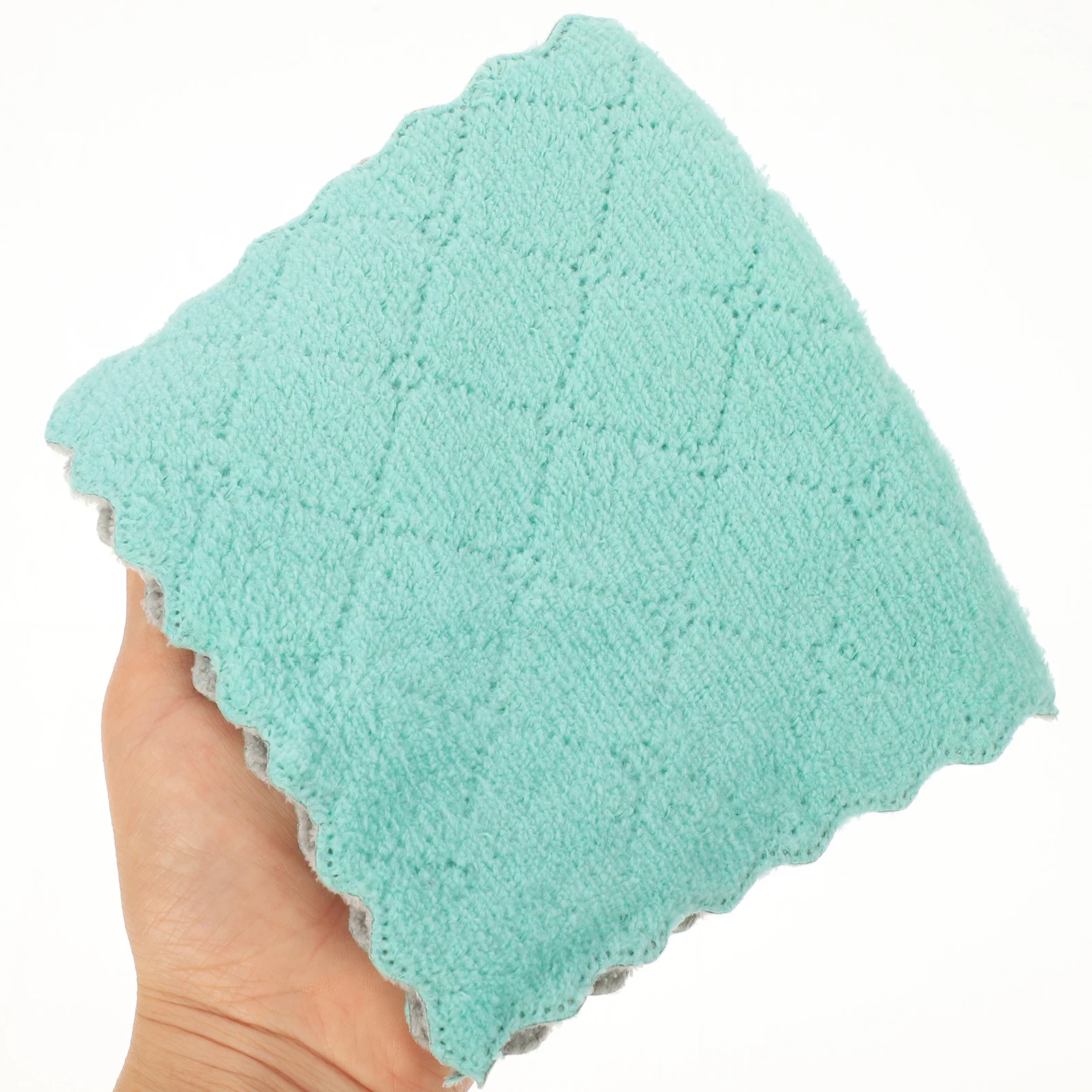 

10 Pcs Kitchen Cleaning Cloth Set Thick Coral Fleece Absorbent Quick Dry Green Gray 16x27cm Reusable Dish Towels Home Use