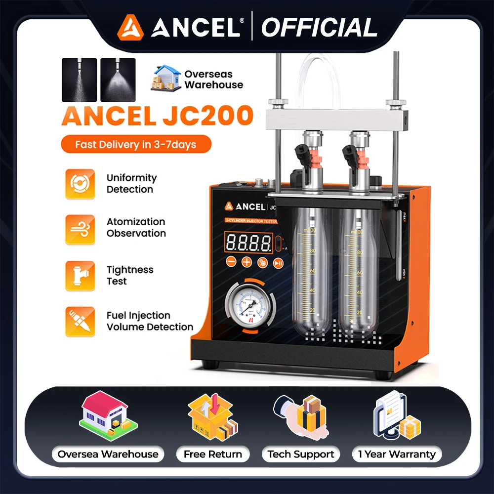 

ANCEL JC200 Fuel Injector Cleaner Machine with built-in Air Pump 110V 220V Lightweight lnjector Cleaning Tool For Car Motorcycle