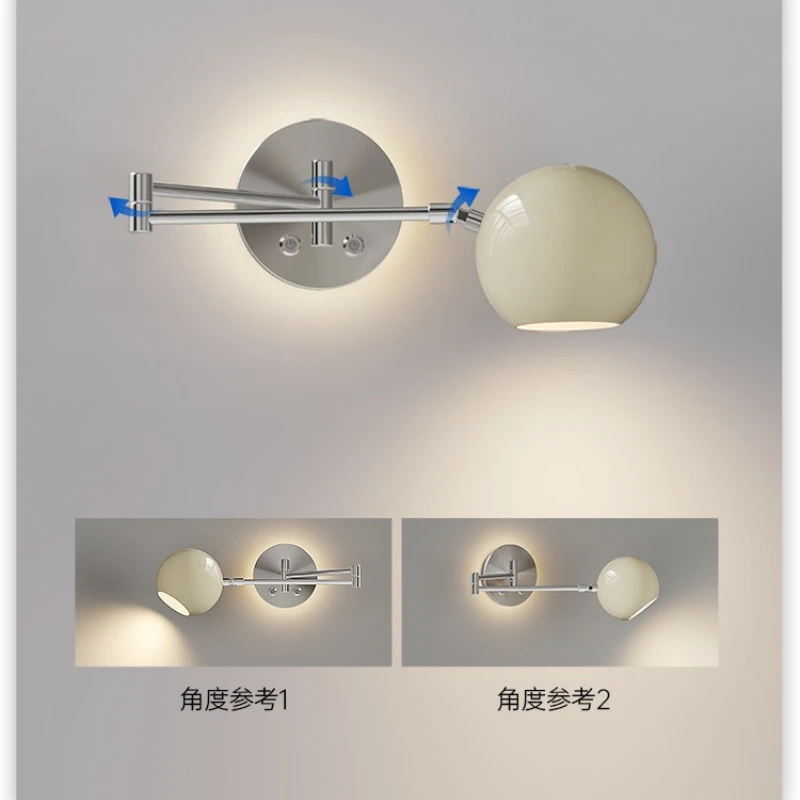 Modern Minimalist Chrome Wall Lamp Scalable Swing Arm Bedside Wall Light for Reading LED E27 Metal wall Sconces decor Fixtures