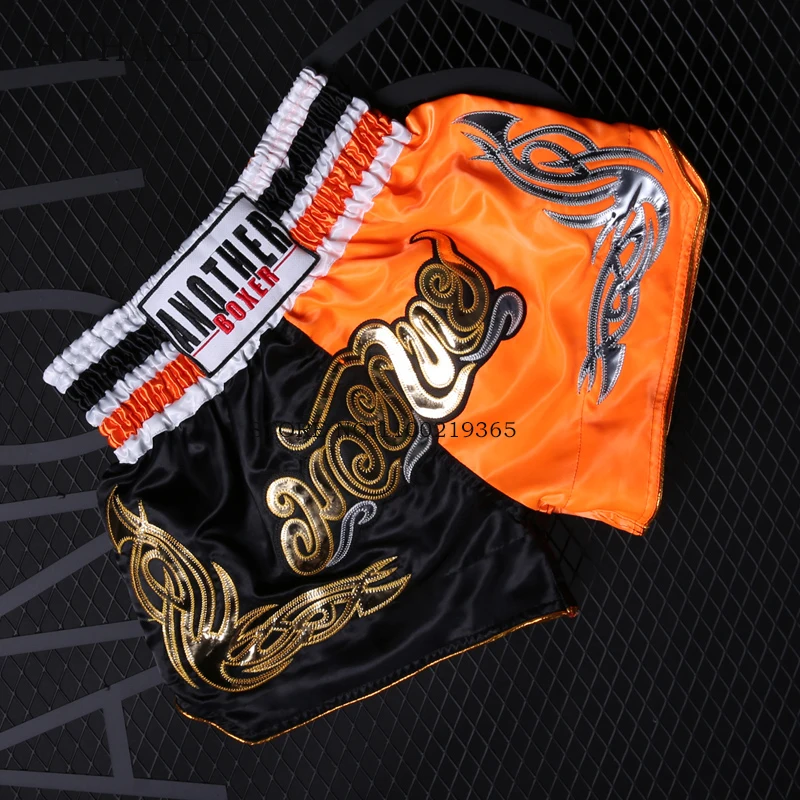 

Shorts Muay Thai Embroidery Kick Boxing Shorts Men Women Kids Gym MMA Cage Fighting Grappling Exercise Kickboxing Training Pants