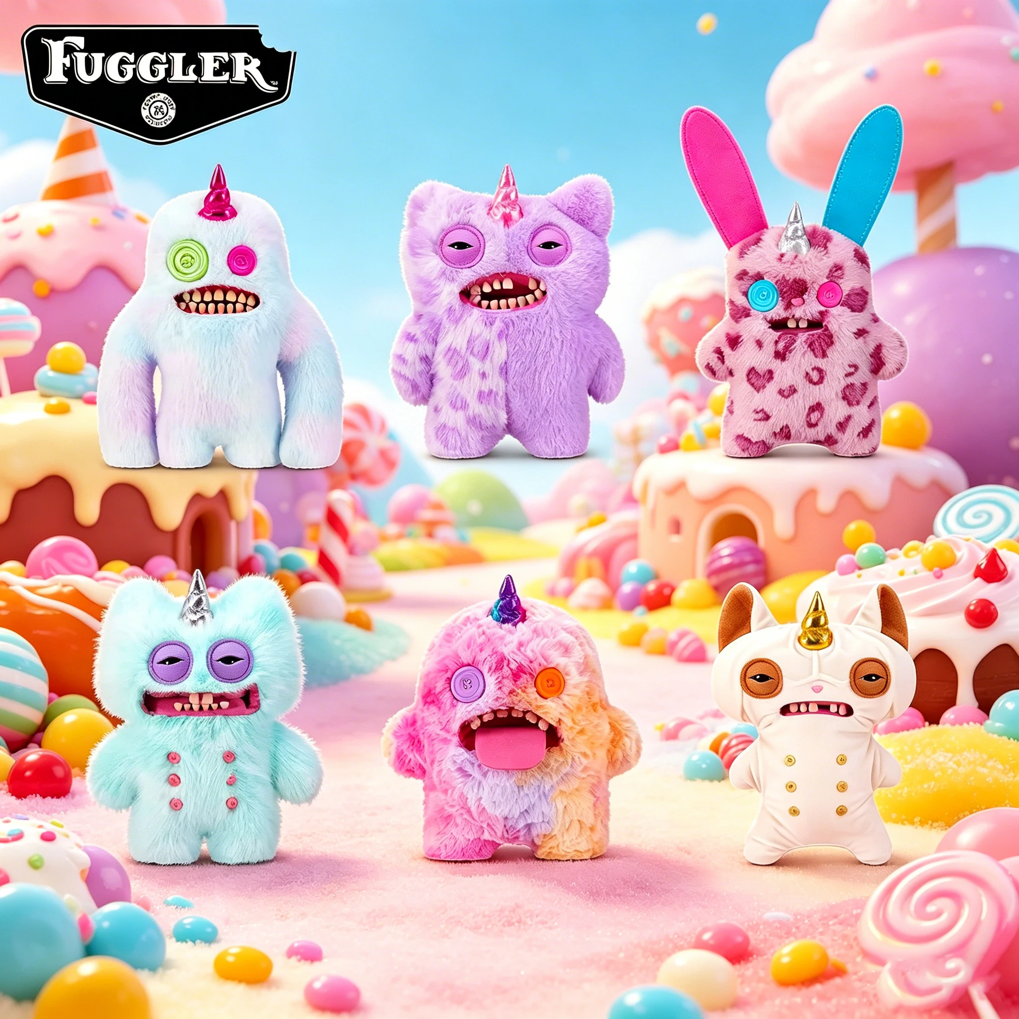 Peluche originale Fuggler Fugglercorns, Monstre licorne moche Kawaii, Poupée douce, Lapin Wrinkle McStinkles, Cadeau de collection, Ornement