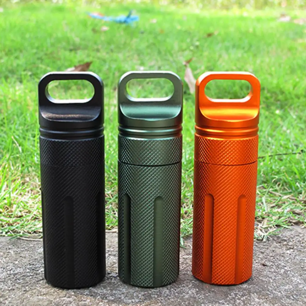 Aluminum Alloy Airtight Pill Container Bottle Waterproof Storage Container Pill Holder Case EDC Single Chamber Capsule Holder