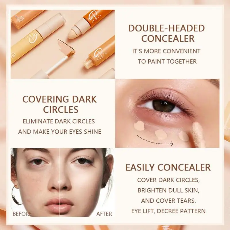 Concealer Stick Full Coverage Double Ended Makeup Corrector Stick 3D Face Contours Stick Facial Cosmetic Foundation Concealer