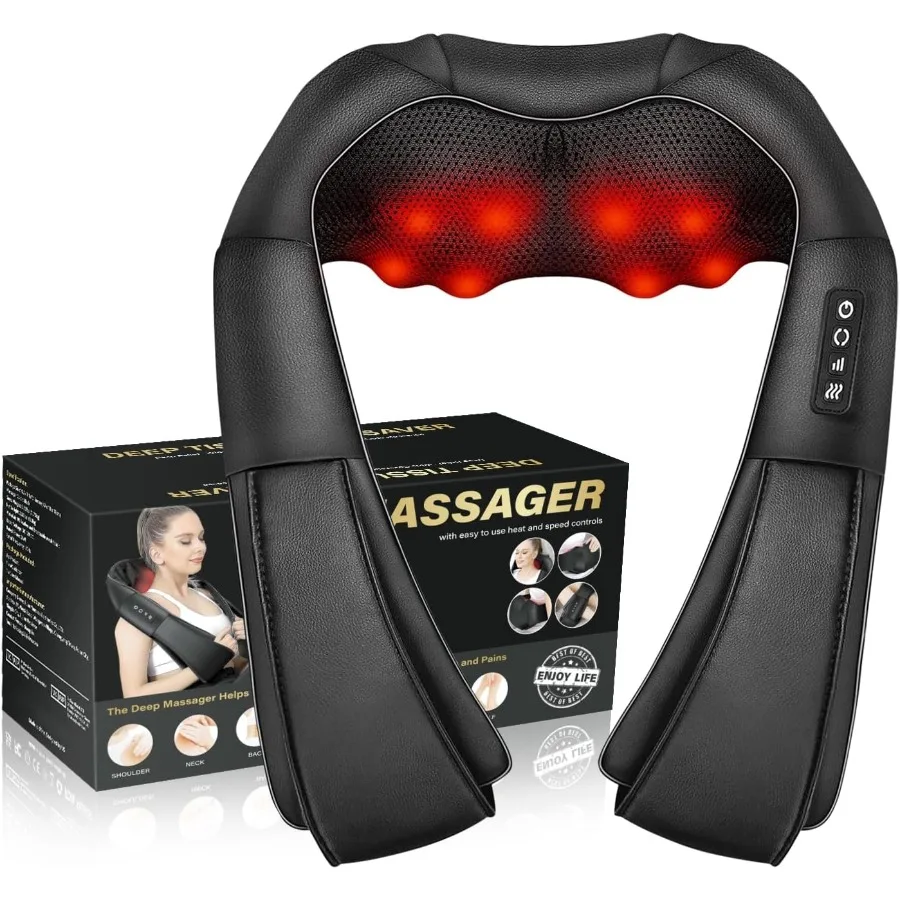 

Shiatsu Neck Massager Back and Neck Massager with Heat Electric Deep Tissue 3D Kneading Massage Pillow for Back Shoulder Muscle