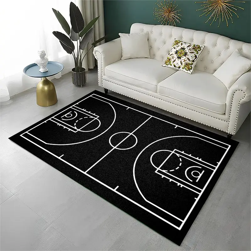 Retro Basketball Court Sport Large Area Rug Non-slip Durable Carpet for Bedroom Living Room Sofa Doormat Home Decor Floor Mat