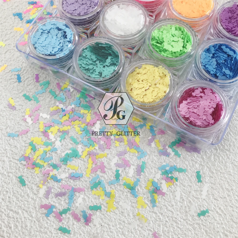 PrettyG 1 Set 12Color Box 6MM Sugar Candy Sequin Glitter Shape Macaron Neon Mix Color Glitter For Resin DIY Nail Art Decoration