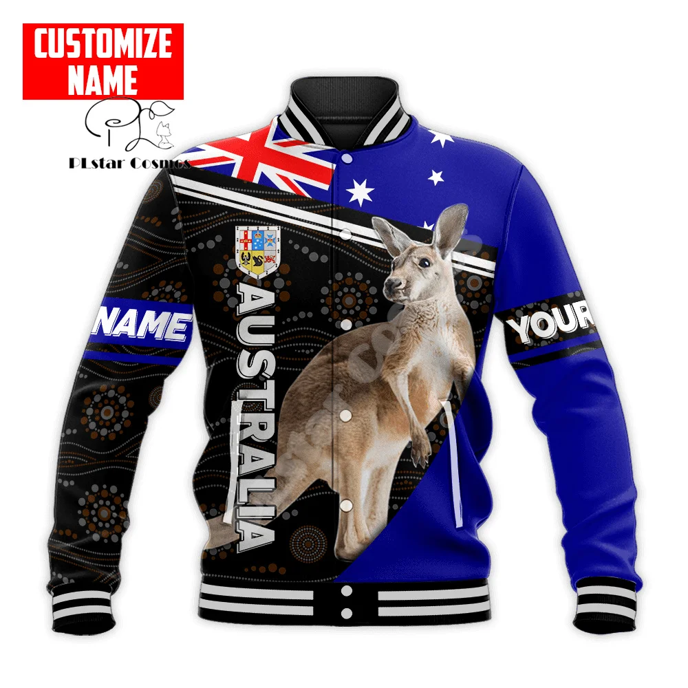 Custom Name Country Flag Australia Aborigine Culture Tribal Tattoo Retro 3DPrint Harajuku Overcoat Windbreaker Baseball Jacket X