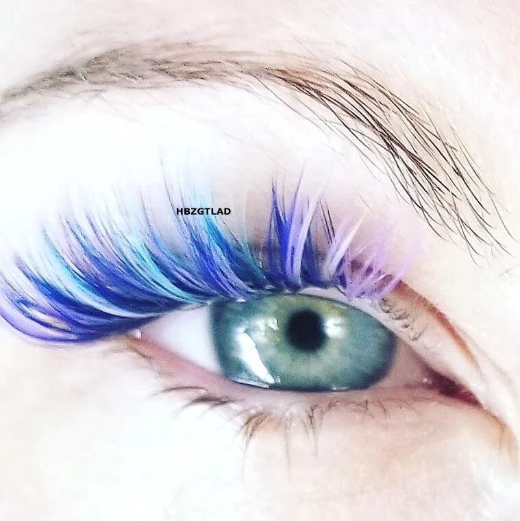 HBZGTLAD C/D Curl 0,07/0,1 mm 8-15 mm falsche Wimpern blau + grün + königsblaue Wimpern individuelle farbige Wimpern Künstliche Wimpernverlängerungen