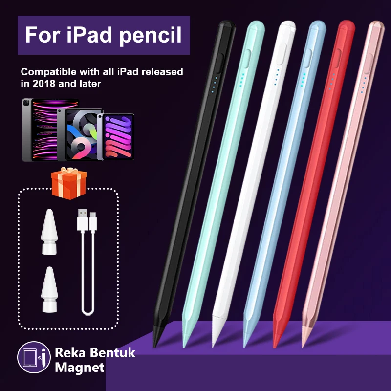 Active Stylus Pen for iPad 2018-2025, Palm Rejection, Fast Charging,Long battery life , Side Magnetic Attachment.