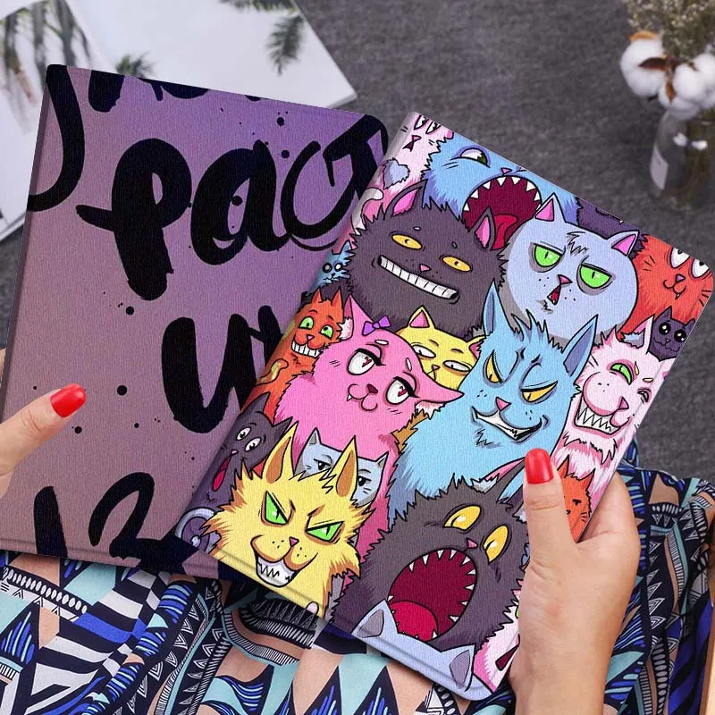 

Cartoon Cats Group Image Tablet Case For Lenovo Xiaoxin Legion Pad Tab Pro GT Y700 Gen4 2 11 P11 M10 K10 3rd Plus Gen Gift