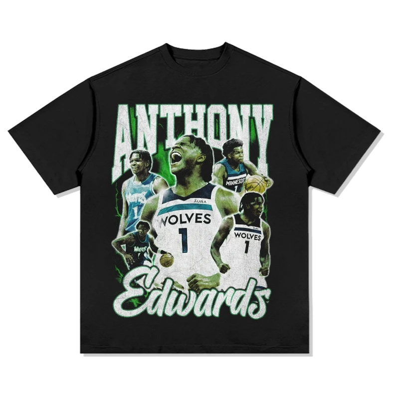 

2025 Nba Edwards Timberwolves T-shirt Printed Cotton Tee Summer Sports Fan T-shirt Man Crew-neck Short-sleeved Top