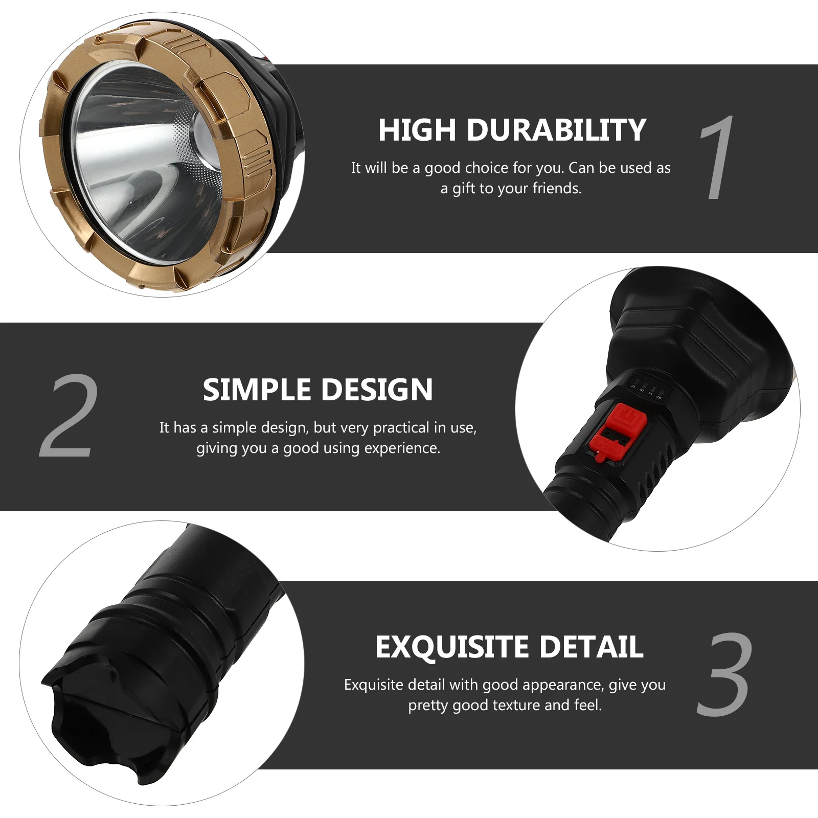 

1Set Strong Light Flashlight Zoom Beam Long Range Illumination Outdoor Camping Hiking Portable Flashlight USB Charging