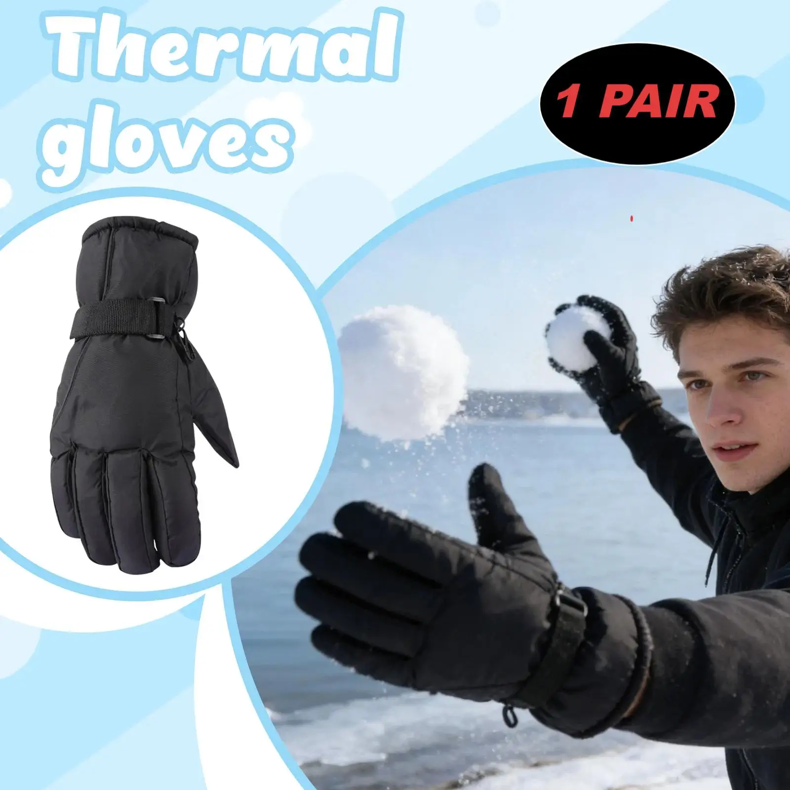 

1Pair Winter Windproof & Warm Ski Gloves, Unisex, Suitable For Running And Skiing In Cold Weather, Exquisite Fleece-lined Gloves