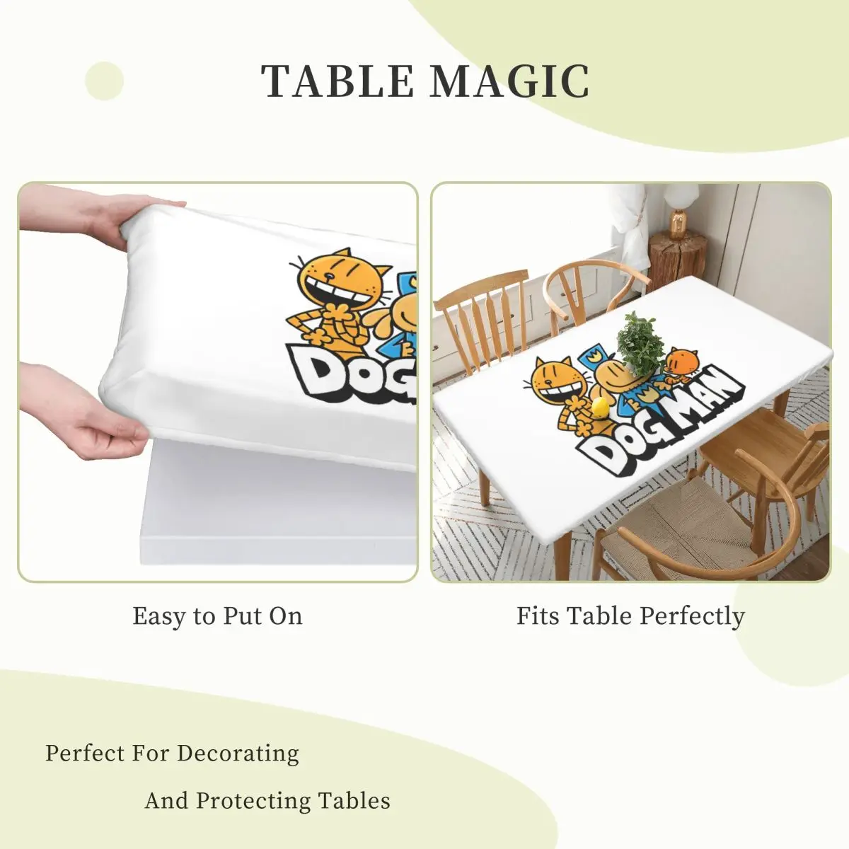 Dog Man Cat And Cute Man Customized Rectangular Tablecloth Oilproof Table Cover for Dining Events Table Cloth