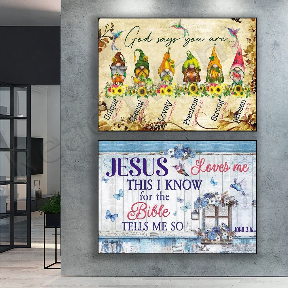 God says you are a dwarf sunflower farmer, jesus loves me, my knowledge of the bible tells me, john 3:16 christian poster