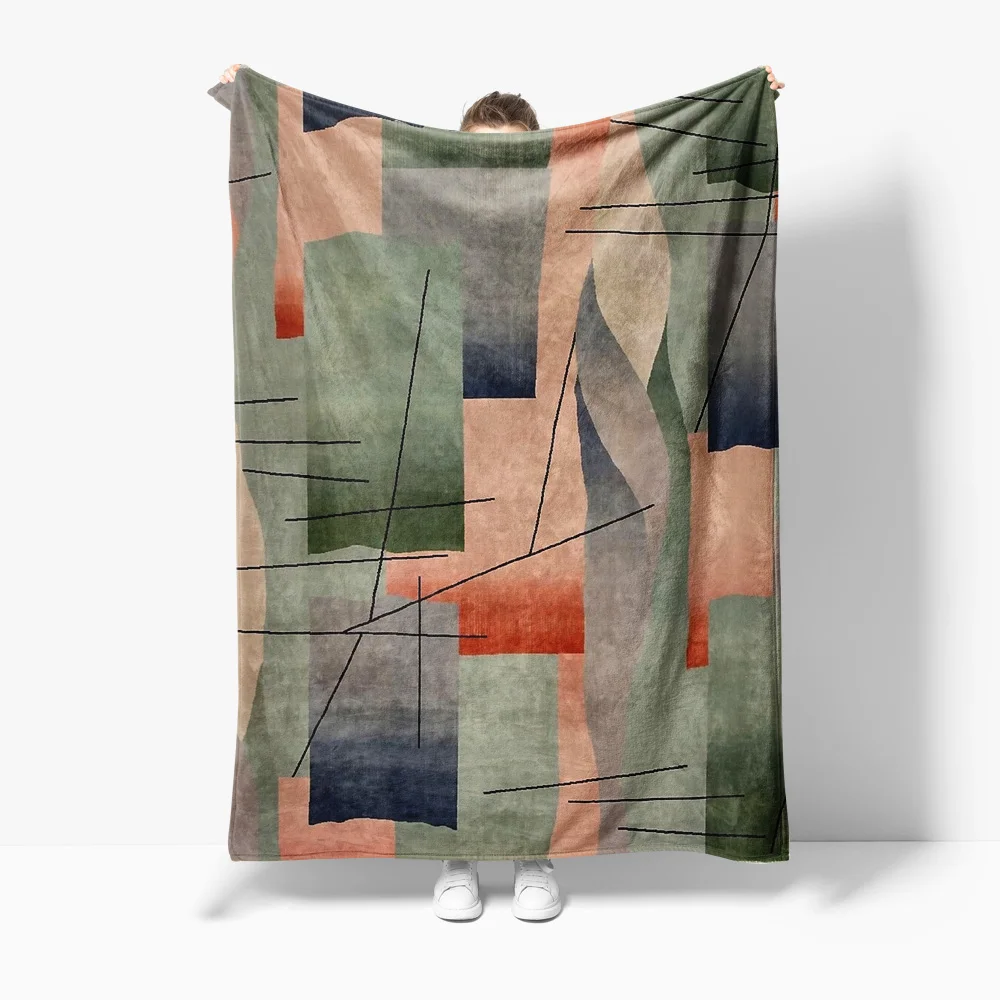 Abstract Geometric Canvas Flannel printed blanket suitable for all seasons suitable for living room office sofa and travel