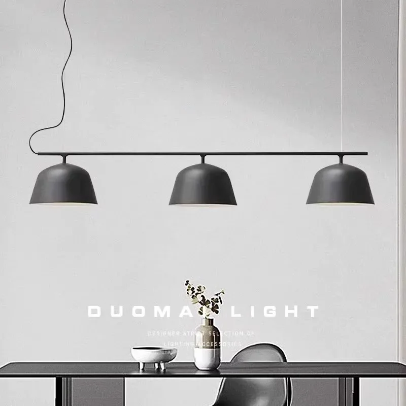Danish Design Three Head Chandelier Rotundity Wrought Iron Pendant Lights Kitchen Island Restaurant Bedroom Study Hanging Lamps