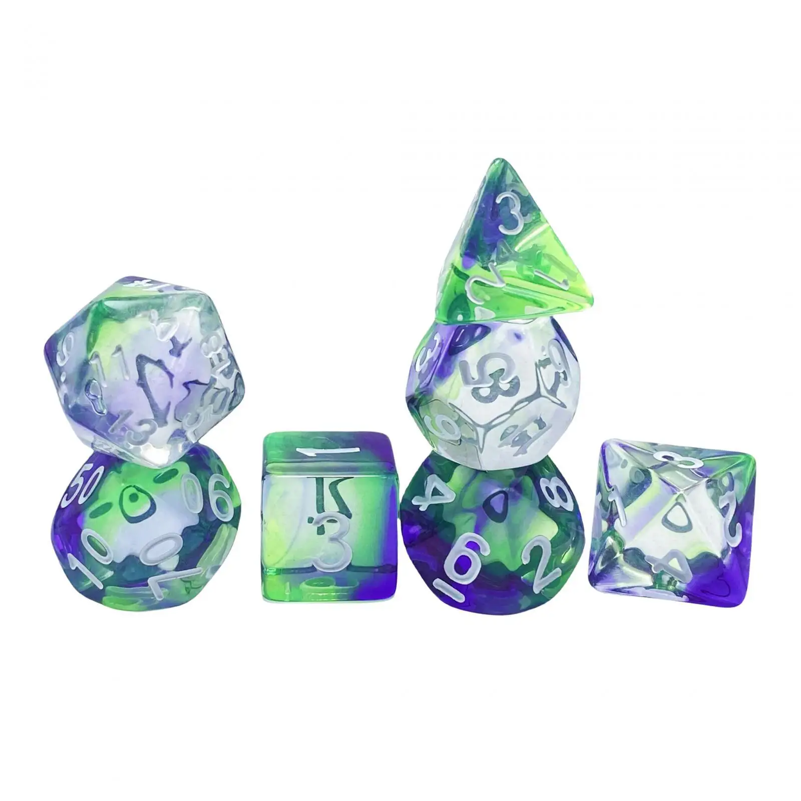 7x Polyhedral Dices D4-d20 Party Supplies Acrylic Dices for Table Game Role Playing Game Board Game Card Games Party Game