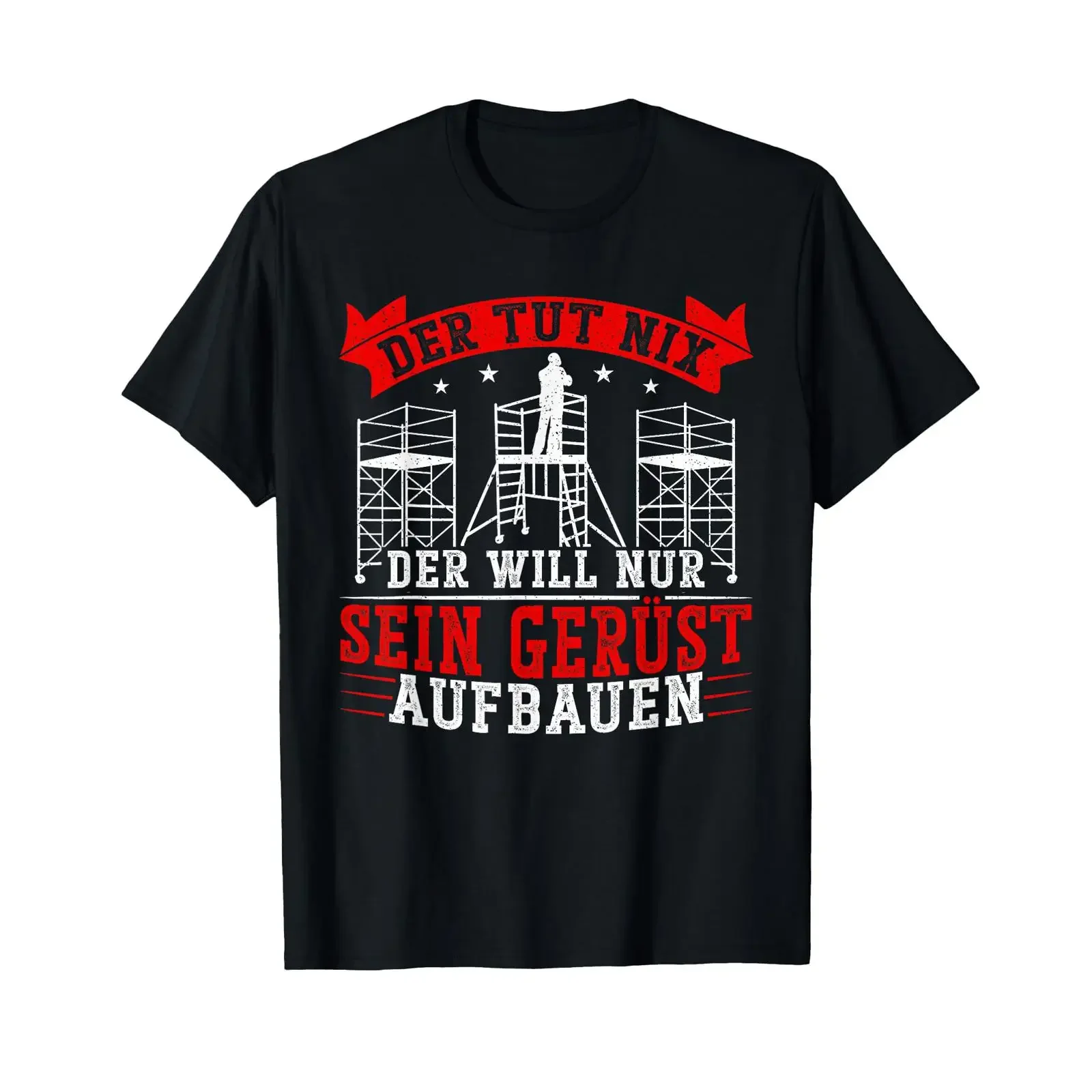 T shirt with German text Der tut nix will nur sein Scaffolding vintage Washed designer clothes Casual Slightly Stylish
