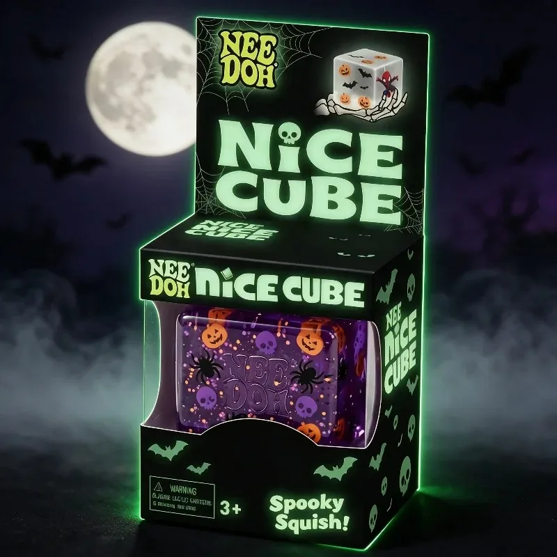 Halloween ghost Nee Doh Nice cube slow rebound soft toy maltose cube fidgety decompression extrusion toy party holiday gift. - view 3